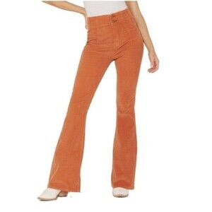 NWT Free People Women's Jayde Cord Flare Pants in Cognac Size 31